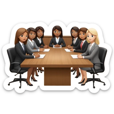 a group of coworkers in meeting room in long rectangular table sticker