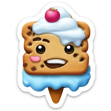 Ice cream cookie sandwich with face  sticker