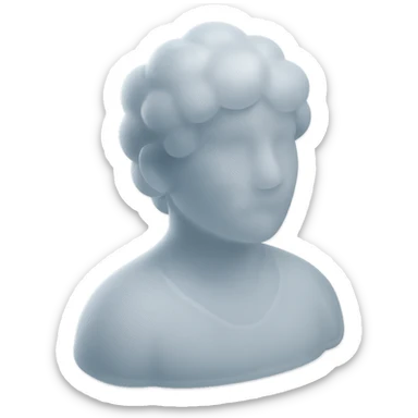 front view portrait of a person made entirely of white fluffy convex clouds, shoulders up, matte glass style sticker