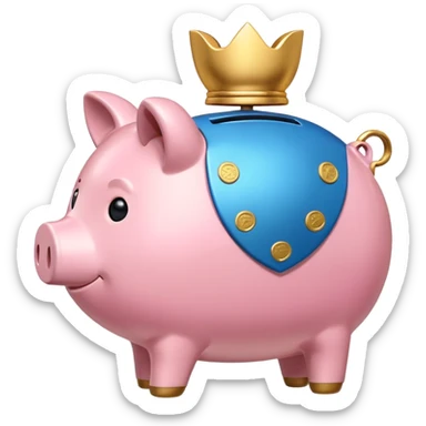 A clean and simple emoji-style icon: A stylized piggy bank with a coin dropping into it from above. Next to or slightly behind the piggy bank, a small shield symbolizing security and protection. Minimal details, rounded shapes, bright flat colors, consistent with standard emoji design. sticker