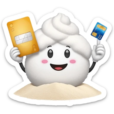 Happy emoji with creditcard in the hand and a pile of floir  sticker
