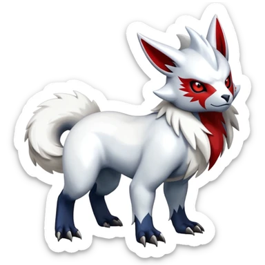 Shiny exotic Absol-Zangoose-Fakémon-hybrid-creature (full body)  with markings sticker