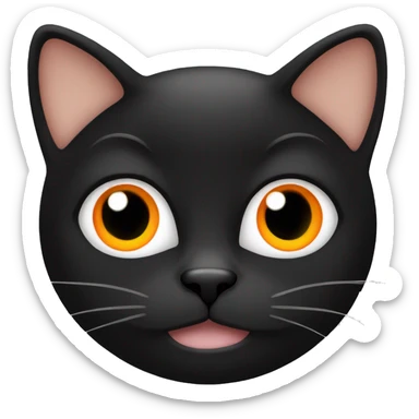 Black cat with white chin and orange eye sticker