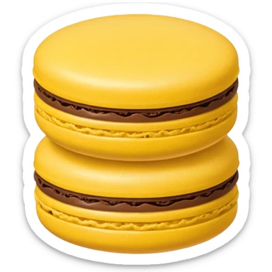 a single of yellow macaron with brown cream



















 sticker