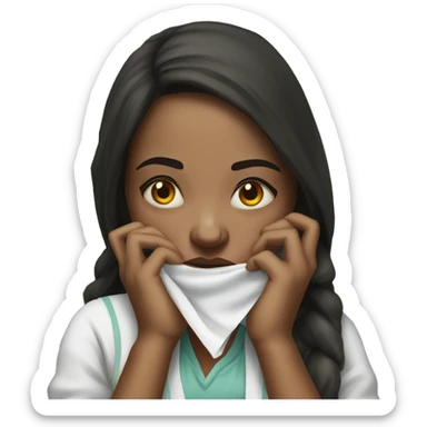 realism sick girl with a handkerchief sticker