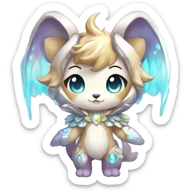 Cute Kawaii Chibi Anthro Sona Colorful Ethereal Pretty see Godly Celestial Shiny Fakemon Full Body sticker