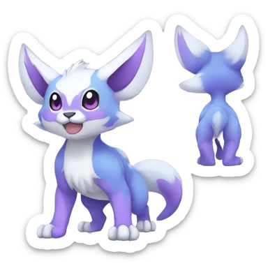 Cute cool purple white blue animal hybrid Fakemon full body sticker