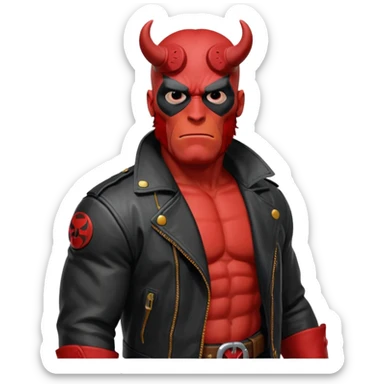 cinematic realistic portrait superhero Hellboy by Mike Mignola sticker