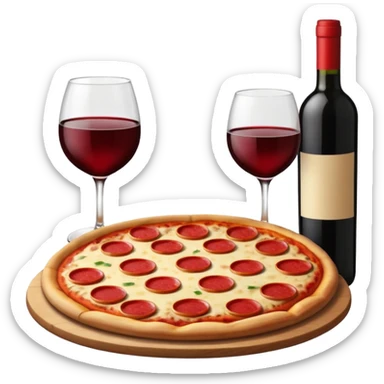 pizza with wine sticker