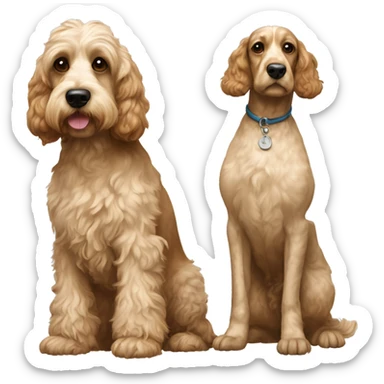 Two cockapoos full body one brown cockapoo and one smaller cream color cockapoo  sticker