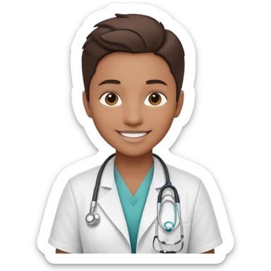 androgynous medium tone skin physician, NO stethoscope around neck sticker