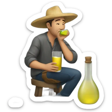 man drinking mezcal sticker