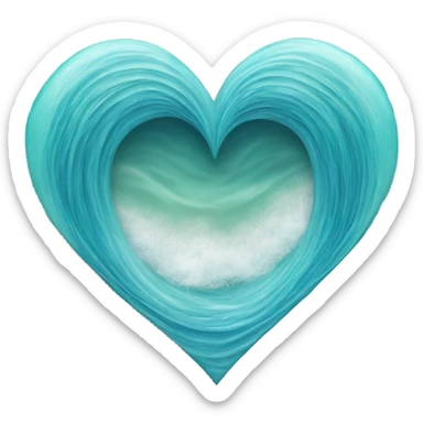  A heart-shaped wave (🌊💖) gently cresting, with soft water textures in shades of blue and teal. It symbolizes love and tranquility by the sea, ideal for expressing calm affection. sticker