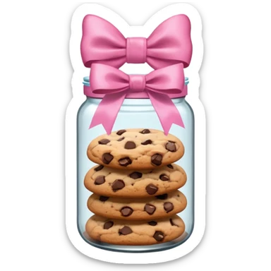 Pink jar of chocolate chip cookies with a bow  sticker