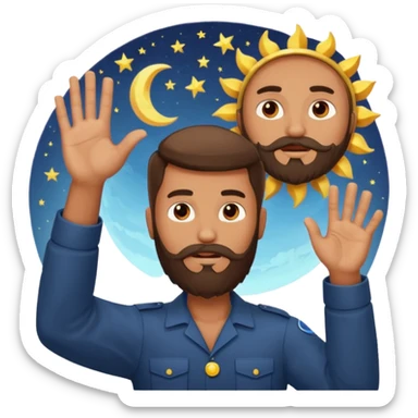 joshua bible chracter bearded man raising his hand stopping the sun & moon to continue the war sticker