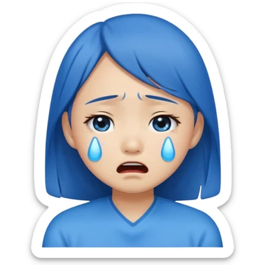 Asian girl crying more like this 😭 make the tears blue sticker