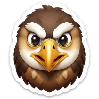 Cinematic Comical Hawk Portrait Emoji, Head tilted dramatically with an exaggeratedly shocked expression, featuring a sharply defined beak and wide, comically expressive eyes full of playful disbelief, Simplified yet hilariously expressive features, highly detailed, glowing with a slightly sassy glow, high shine, dramatic yet playful, stylized with an air of cheeky aerial mischief, soft glowing outline, capturing the essence of a meme-worthy hawk that looks ready to side-eye its way into viral fame! sticker
