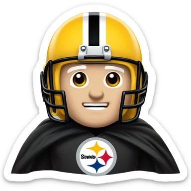 Terry Bradshaw Pittsburgh Steelers player in helmet and uniform with black cape. sticker