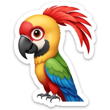 cinematic-cute-macaw-portrait-emoji,-head-tilted-playfully-and-inquisitively,-with-a-dazzling-red-plumage-and-round,-sparkling-eyes-filled-with-charm,-simplified-yet-irresistibly-adorable-features,-highly-detailed sticker