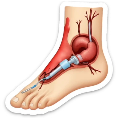 a foot with a chronic diabetic foot injury sticker