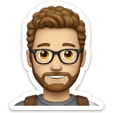 white man hipster brown hair sticker