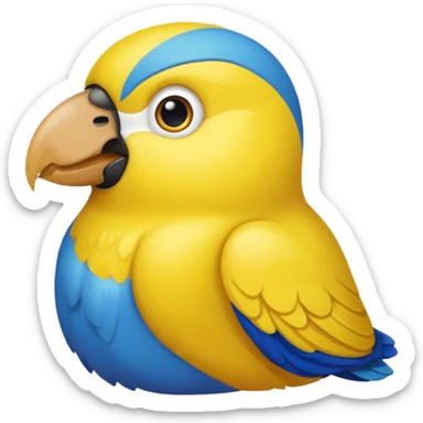 Pappagallo giallo e blu con il giallo sul petto le ali e la coda blu e la fronte poco poco verde sticker