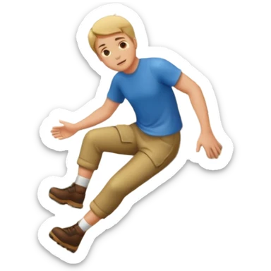 apple style emoji of a man slipping and falling down a mountain sticker