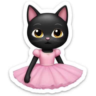 black cat in pink ballerina dress sticker