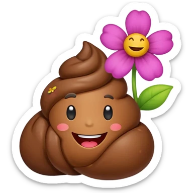 a little poop, who give a little flower sticker