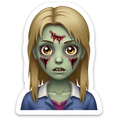 uma garota zumbi com cabelo liso loiro escuro sticker