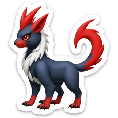Handsome cool badass edgy Absol-Darkrai-Litten-Guilmon-Zangoose-Pokémon-Fakémon-fusion-hybrid-creature sticker