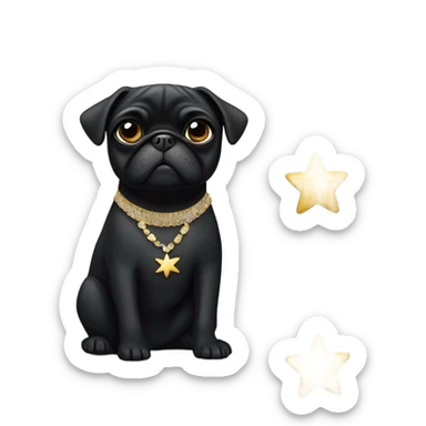 Black pug in a Jewish star dress sticker