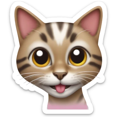 playful cat sticking out tongue sticker