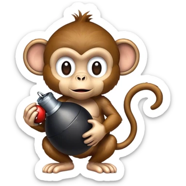Monkey holding a live bomb sticker