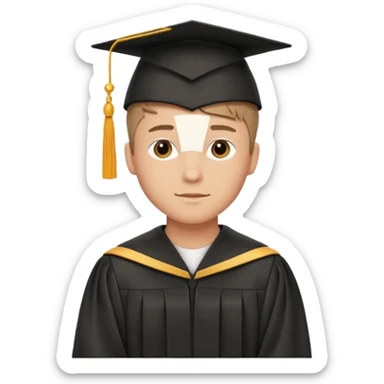 Graduated Students, Male, proudly, short hair, wearing graduation cap sticker