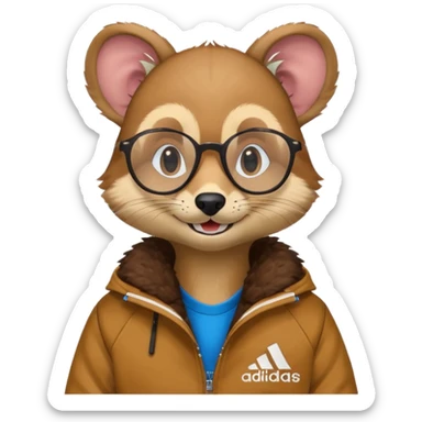I need a weasel with glasses in an adidas jacket sticker