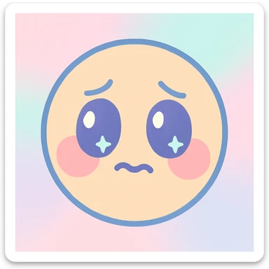 cute emoji with a shy, uncomfortable expression, pastel colors, pink cheeks, a soft and trendy style, looking away sticker