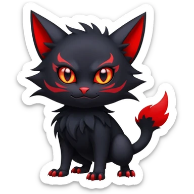 Vampiric feral futuristic gothic emo dark Litten-Noibat-Fakémon-hybrid-creature (full body) sticker