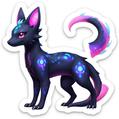 Vibrant colorful Nebulae Salandit-Umbreon-Fakémon-hybrid-creature (full body)  sticker