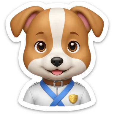 cute dog doing karate portrait, head and shoulders only, wearing white gi uniform, colored belt visible, confident smile, 3D cartoon, mobile game icon style, clean background, no text, no watermark
 sticker