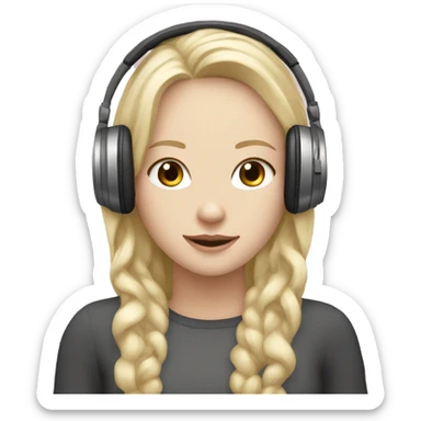 Two pale skin Girls  with headphones one brunette hair one blonde hair  sticker