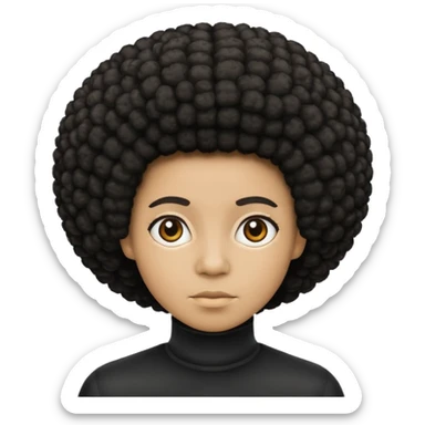  Afro not smiling and black skin color emoji sticker