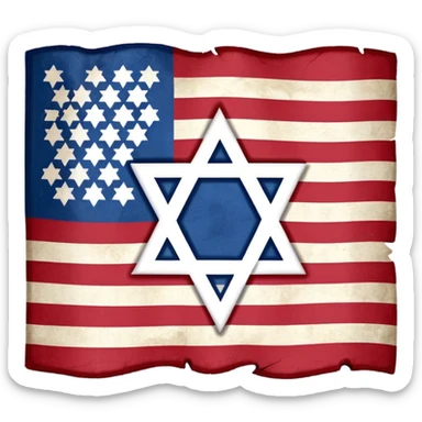 United States flag with a swastika symbol and star of david symbol on the flag sticker