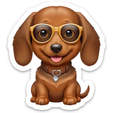 brown dachshund wearing sunglasses sticker