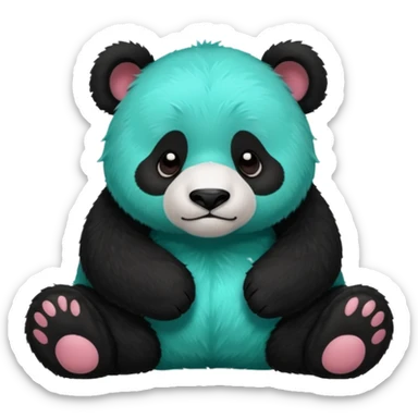 make a cute dark green panda with some furry cyan pjs laying down sticker