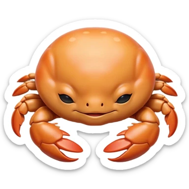 Meme-Worthy Cute Sleeping Baby Crab Portrait Emoji, Head and body resting peacefully with a contented smile, showcasing a petite, delicately armored form and eyes gently closed in serene slumber, Simplified yet adorably endearing features, highly detailed, glowing with a soft, drowsy coastal light, high shine, relaxed and utterly lovable, stylized with an air of playful laziness, soft glowing outline, capturing the essence of a sleeping baby crab that feels destined to become the next viral icon of adorable rest! sticker