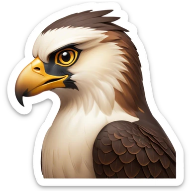 Cinematic Noble Falcon Portrait Emoji, Poised and majestic, with a streamlined, muscular build, a sharply hooked beak, and intense, piercing eyes that exude focus and speed, Simplified yet sharp and sophisticated features, highly detailed, glowing with a soft, amber radiance, high shine, intelligent and commanding, stylized with an air of aerial authority, focused and swift, soft glowing outline, capturing the essence of a watchful and confident falcon that appears ready to soar out of the screen with effortless power! sticker