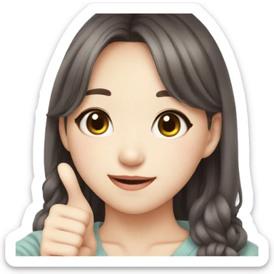 Cute Korean girl giving thumbs up kpop idol sticker