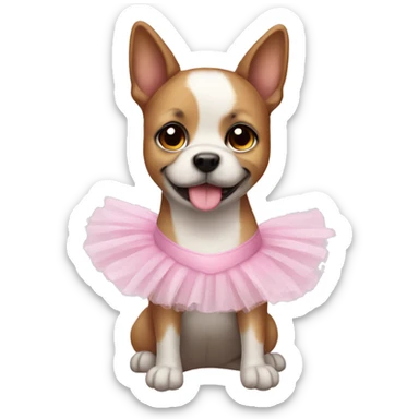 A cute dog wearing a ballet tutu sticker