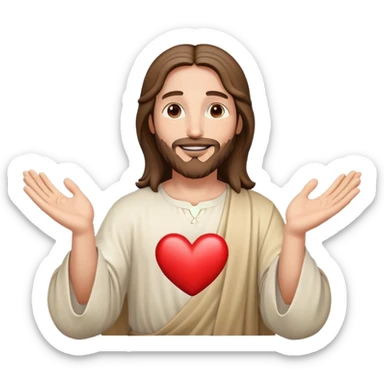 Joyful Jesus creating heart shape with hands sticker